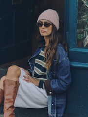 Pink Ribbed Beanie Hat - Image 1 of 3