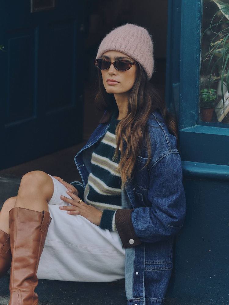 Pink Ribbed Beanie Hat - Image 1 of 3