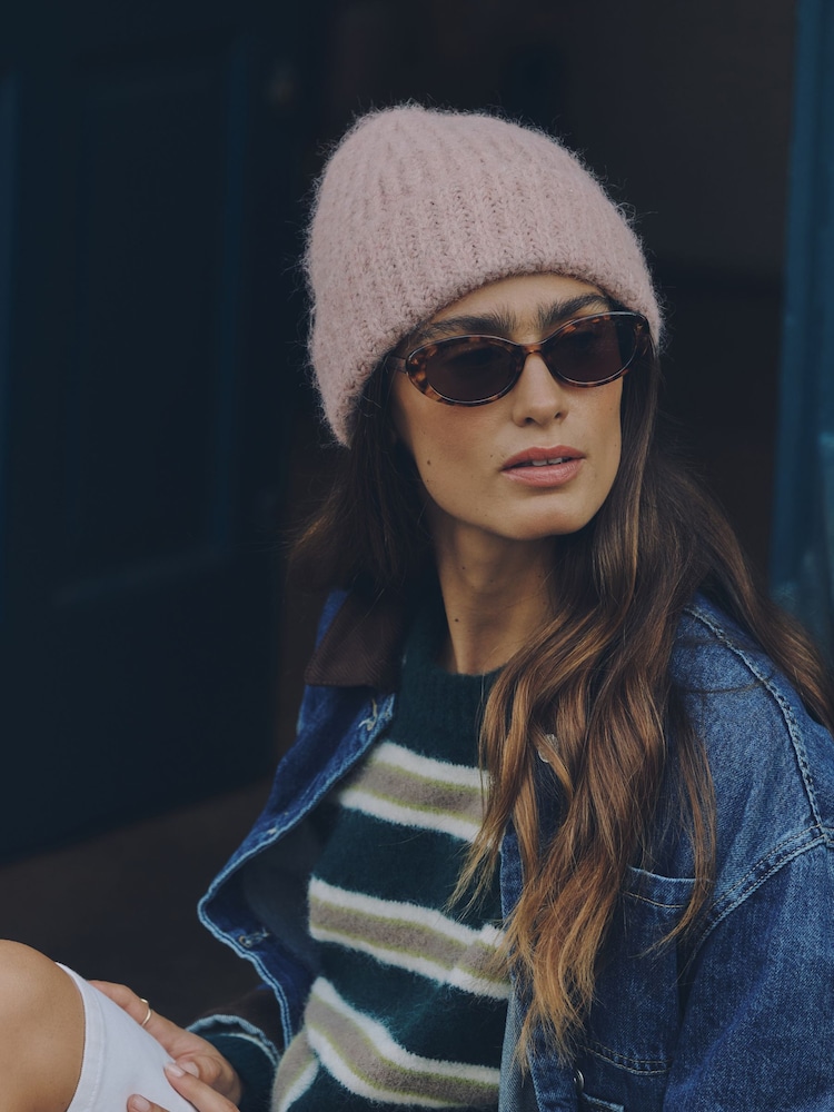 Pink Ribbed Beanie Hat - Image 3 of 3