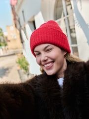 Red Ribbed Beanie Hat - Image 2 of 5