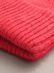 Red Ribbed Beanie Hat - Image 4 of 5