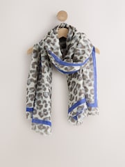 Grey Leopard Print Lightweight Scarf - Image 1 of 3