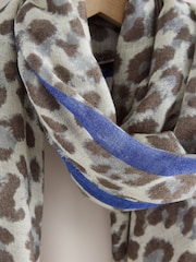 Grey Leopard Print Lightweight Scarf - Image 2 of 3