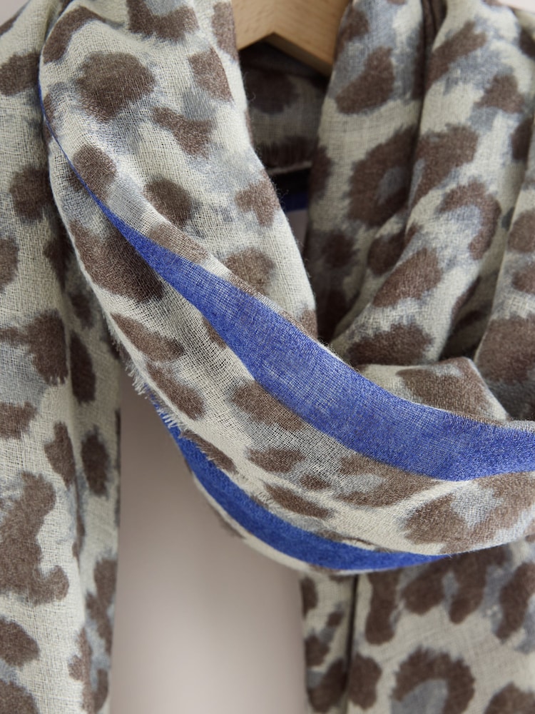 Grey Leopard Print Lightweight Scarf - Image 2 of 3 Grey Leopard Print Lightweight Scarf - Image 2 of 3