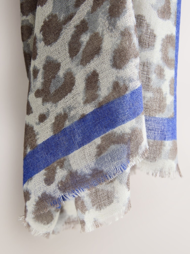 Grey Leopard Print Lightweight Scarf - Image 3 of 3 Grey Leopard Print Lightweight Scarf - Image 3 of 3