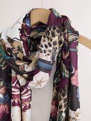 Navy Floral Swan Print - Leichter Schal - Bild 4 von 6