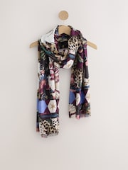 Navy Floral Swan Print - Leichter Schal - Bild 5 von 6