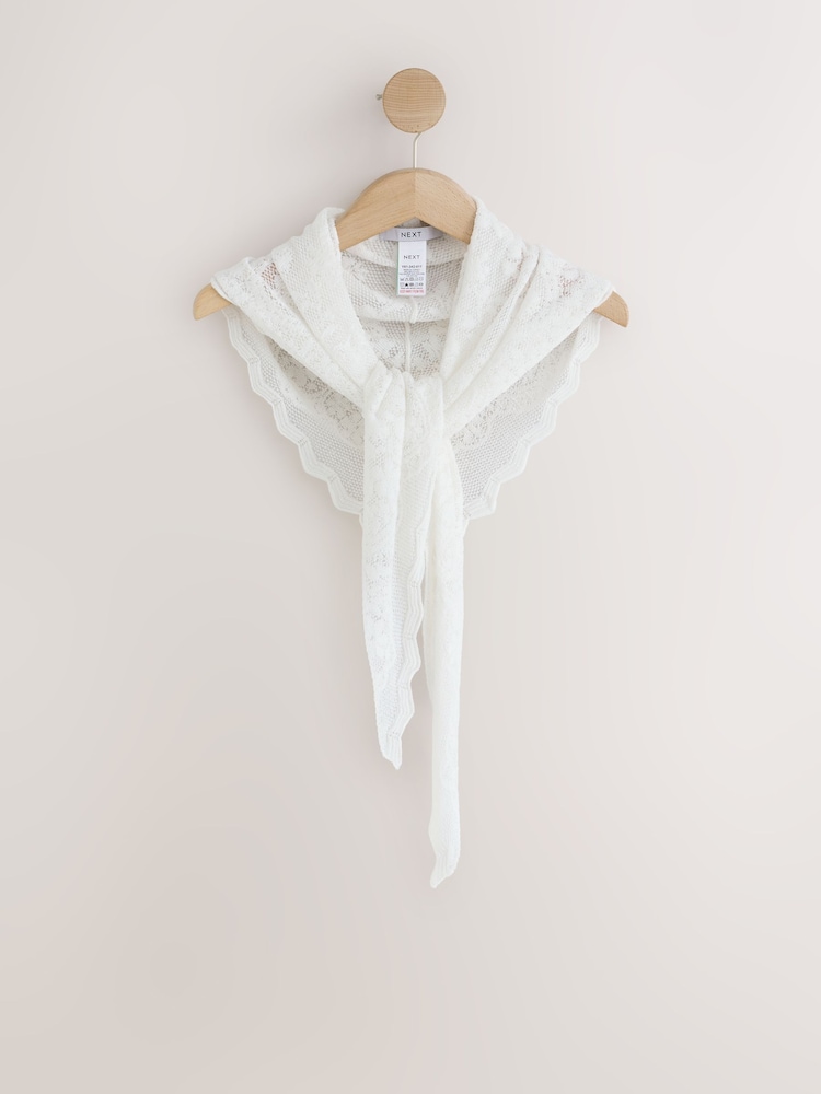 Ecru Crochet Triangle Scarf - Image 1 of 3