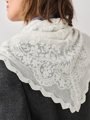 Ecru Crochet Triangle Scarf - Image 4 of 7