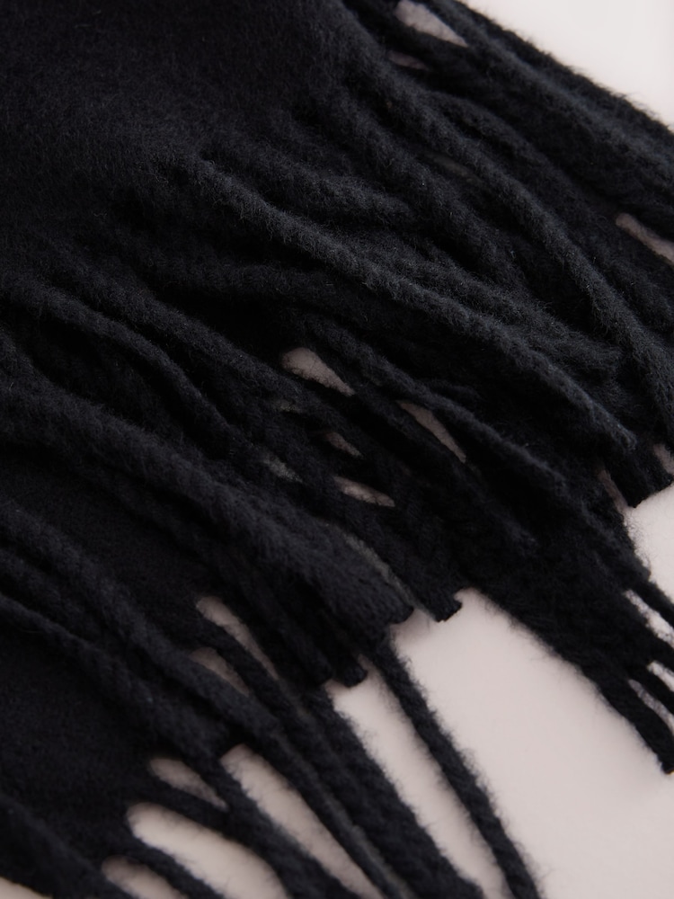 Black Fringe Midweight Fringed Shawl Scarf - Image 2 of 3 Black Fringe Midweight Fringed Shawl Scarf - Image 2 of 3