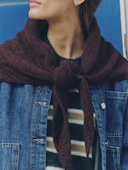 Rust Brown Cable Triangle Heavyweight Scarf - Image 3 of 6