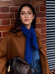 Cobalt Blue Knitted Ribbed Scarf - Image 1 of 6