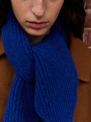 Cobalt Blue Knitted Ribbed Scarf - Image 3 of 6