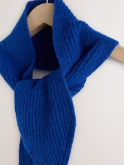 Cobalt Blue Knitted Ribbed Scarf - Image 5 of 6