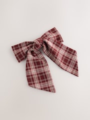 Chocolate Brown Check Bow Clip - Image 3 of 5