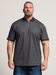 BadRhino Big & Tall Blue Printed Polo Shirt - Image 1 of 4