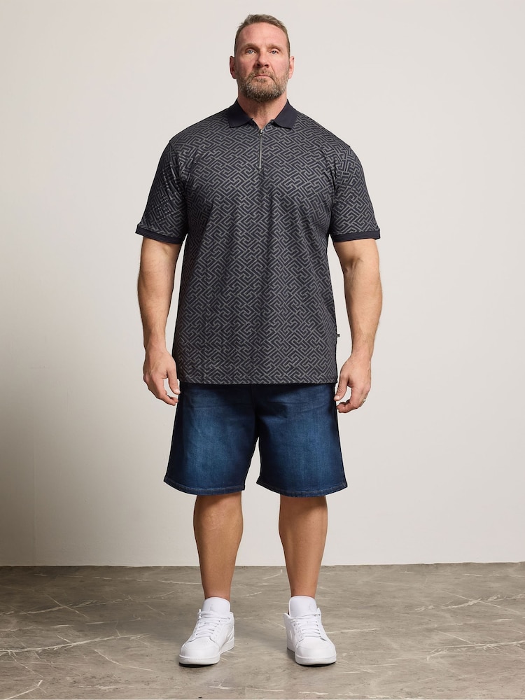 BadRhino Big & Tall Blue Printed Polo Shirt - Image 2 of 4