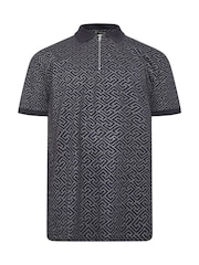 BadRhino Big & Tall Blue Printed Polo Shirt - Image 3 of 4