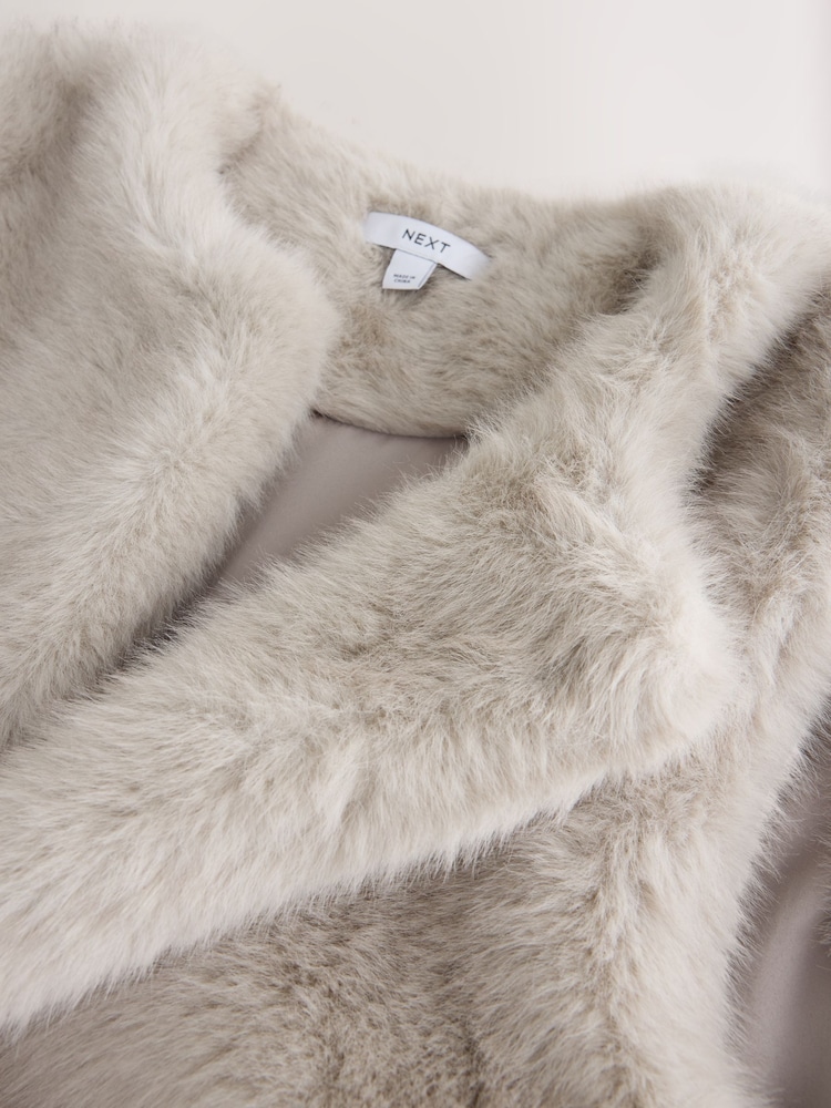 Grey Faux Fur Gilet Cover-Up - Image 2 of 3