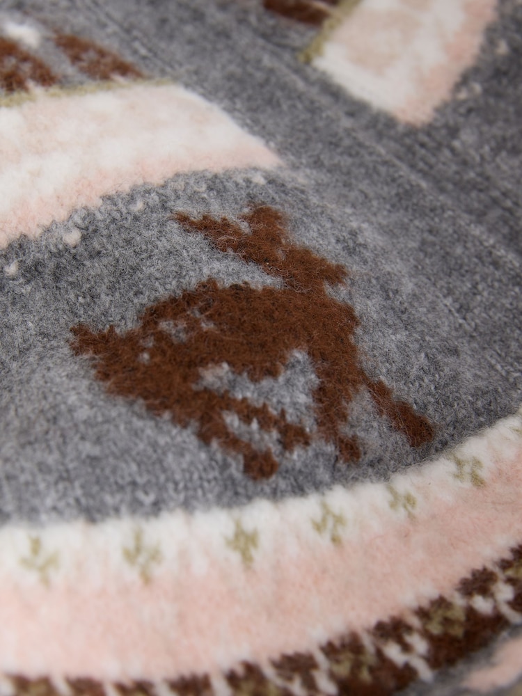 Grey Fairisle Deer Print - Cardigã para sair por cima - Imagem 2 de 3