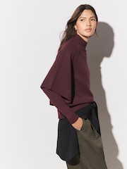 Berry Red Knitted Mock Layer Jumper - Image 3 of 5