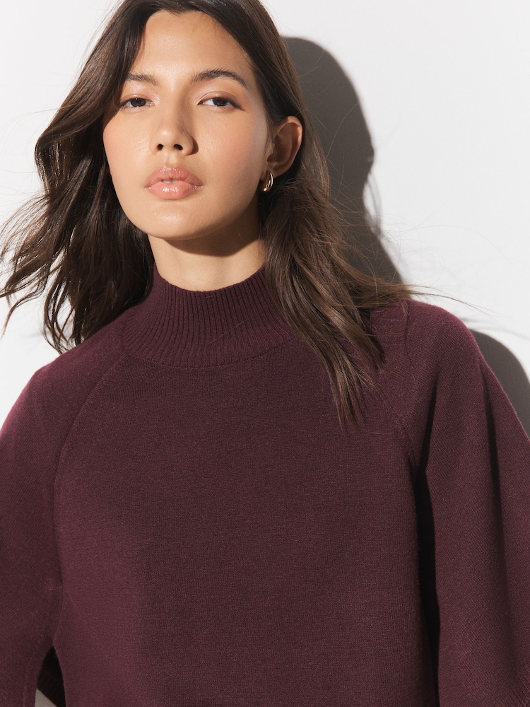 Berry Red Knitted Mock Layer Jumper - Image 5 of 5