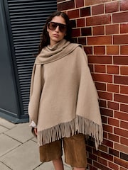 Oatmeal Fringe Cape Cover-Up - Image 1 of 4
