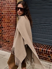 Oatmeal Fringe Cape Cover-Up - Image 2 of 4