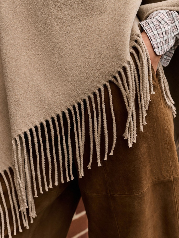 Oatmeal Fringe Cape Cover-Up - Image 4 of 4 Oatmeal Fringe Cape Cover-Up - Image 4 of 4