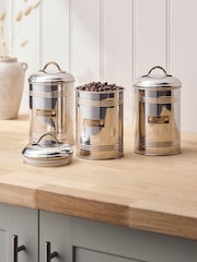 Set of 3 Silver & Gold Stainless Steel Tea , Coffee & Sugar Canisters - Image 3 of 5