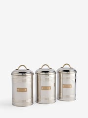 Set of 3 Silver & Gold Stainless Steel Tea , Coffee & Sugar Canisters - Image 5 of 5