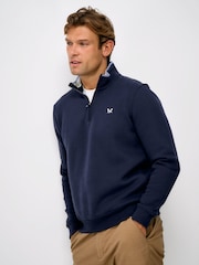 Crew Clothing Blue Classic Half Zip Sweatshirt - Image 1 of 5