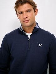 Crew Clothing Blue Classic Half Zip Sweatshirt - Image 4 of 5