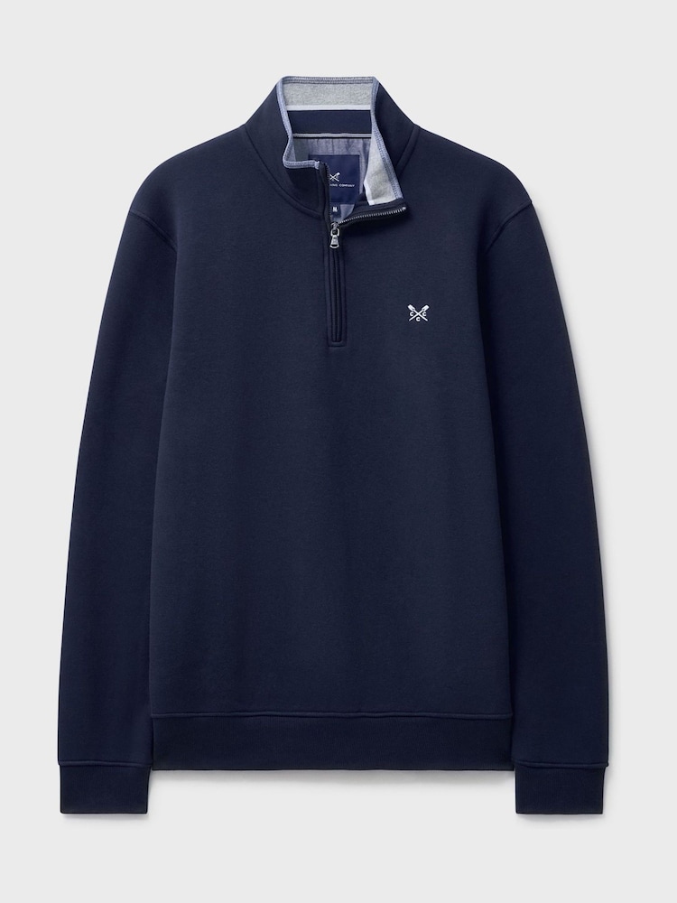 Crew Clothing Blue Classic Half Zip Sweatshirt - Image 5 of 5 Crew Clothing Blue Classic Half Zip Sweatshirt - Image 5 of 5