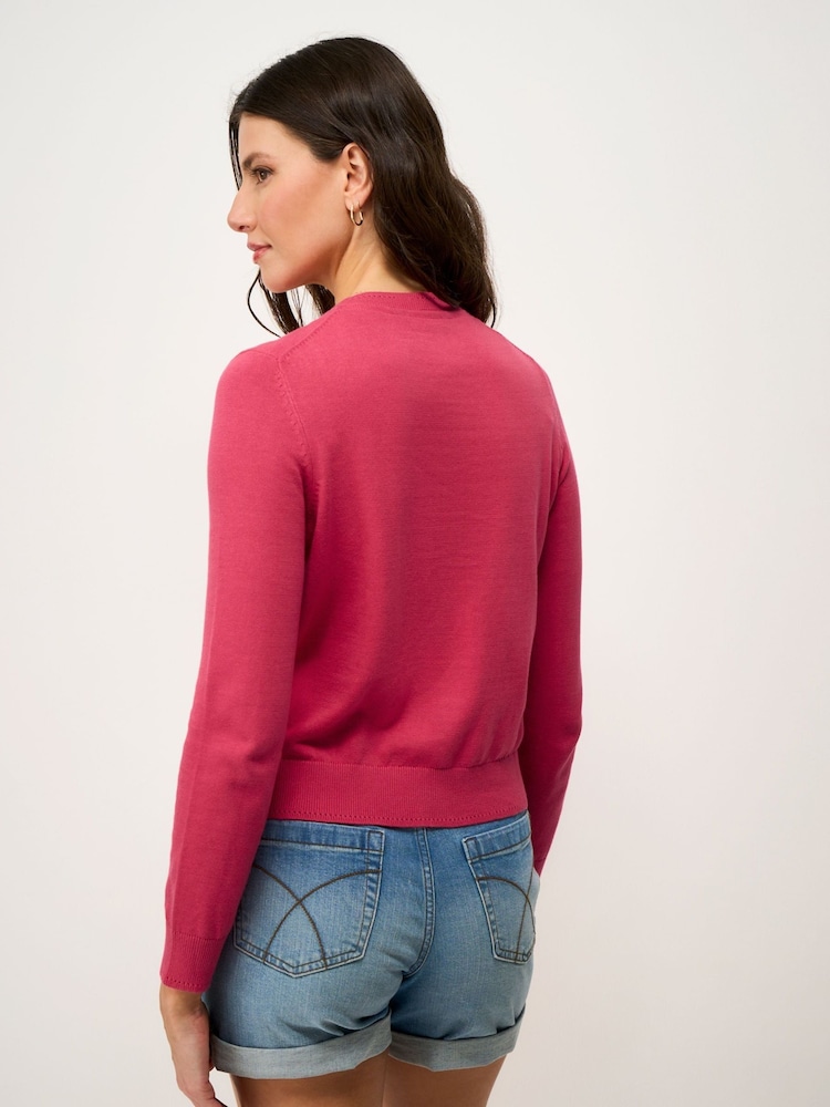 Crew Clothing Pink Crew Neck Cotton Cardigan - Image 2 of 5