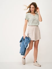 Crew Clothing Green Perfect V-Neck Slub Stripe T-Shirt - Image 2 of 5