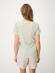 Crew Clothing Green Perfect V-Neck Slub Stripe T-Shirt - Image 3 of 5