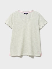 Crew Clothing Green Perfect V-Neck Slub Stripe T-Shirt - Image 5 of 5