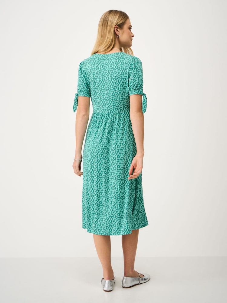 Crew Clothing Blue Cecil Tie-Cuff Jersey Dress - Image 2 of 5