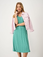 Crew Clothing Blue Cecil Tie-Cuff Jersey Dress - Image 3 of 5