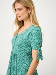 Crew Clothing Blue Cecil Tie-Cuff Jersey Dress - Image 4 of 5