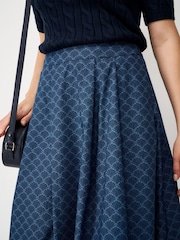 Crew Clothing Blue Gabby Cotton Skirt - Image 4 of 5