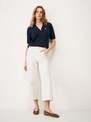 Crew Clothing Blue Heritage Cable Collar T-Shirt - Image 3 of 5