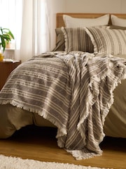 Secret Linen Store Khaki Arlo Stripe Throw - Image 1 of 3
