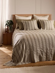Secret Linen Store Khaki Arlo Stripe Throw - Image 2 of 3