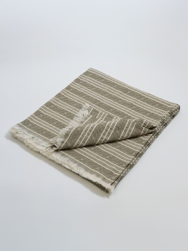Secret Linen Store Khaki Arlo Stripe Throw - Image 3 of 3