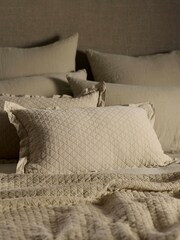 Secret Linen Store Soft Sage Evelyn Quilted Cushion Cover - Image 1 of 3