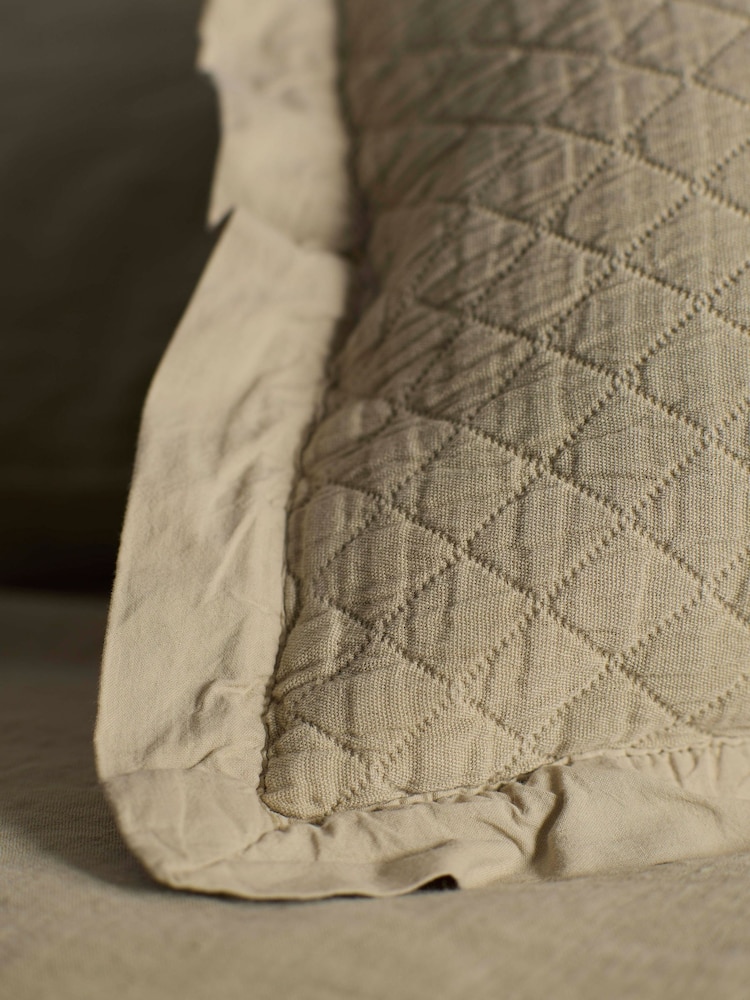 Secret Linen Store Soft Sage Evelyn Quilted Cushion Cover - Image 2 of 3
