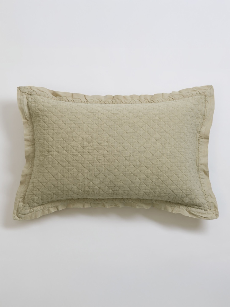Secret Linen Store Soft Sage Evelyn Quilted Cushion Cover - Image 3 of 3