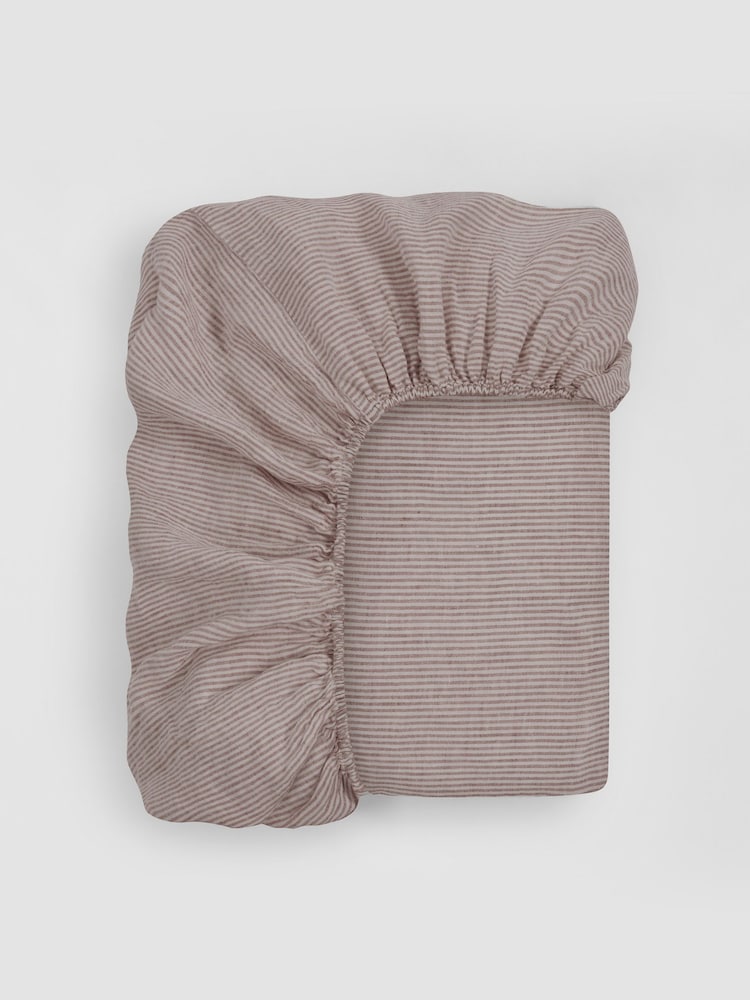 Secret Linen Store Conker Sid Stripe Fitted Sheet - Image 4 of 4